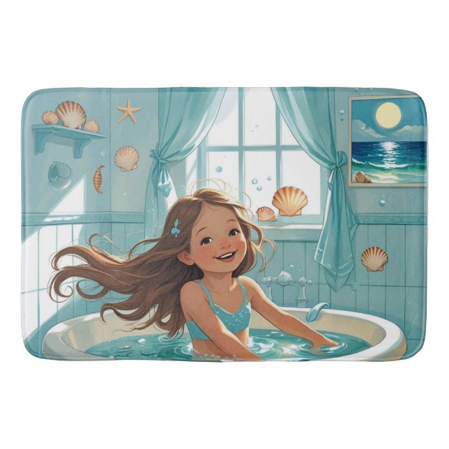Tapis De Bain Cute Ocean Theme Bath Time Girl (Devant)