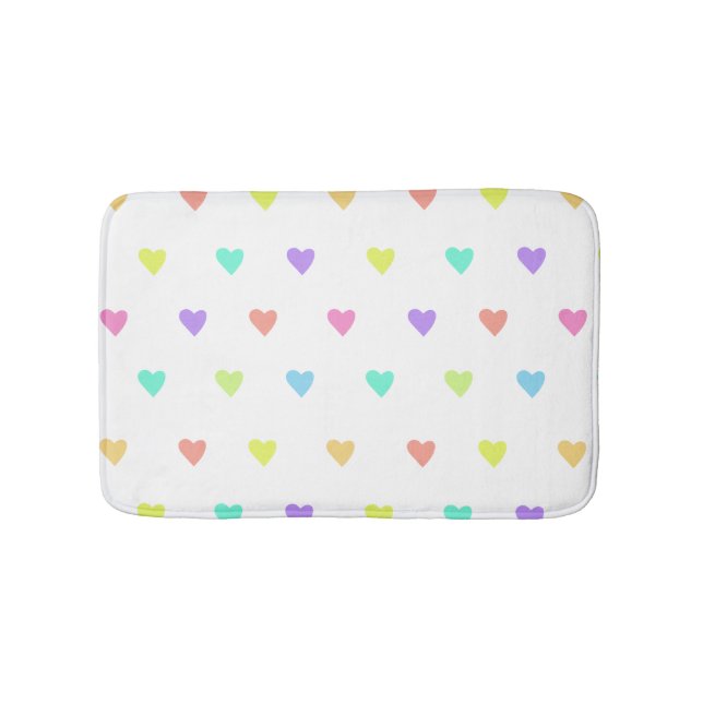 Tapis De Bain Cute Pastel Rainbow Hearts Motif (Devant)
