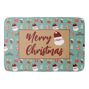 Tapis De Bain Cute Père Noël Reindeer Sucre de canne Motif en pa