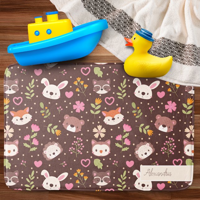 Tapis De Bain Cute Personnalisé Bois Animaux Motif (Créateur téléchargé)