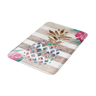 Tapis De Bain Cute Pineapple or rayé design