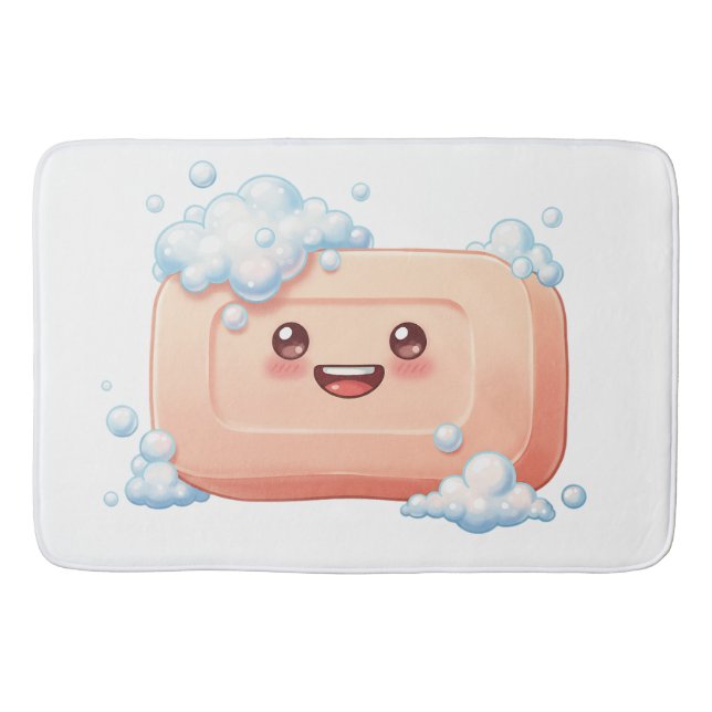 Tapis De Bain Cute Smiling Soap Bar with Bubbles (Devant)