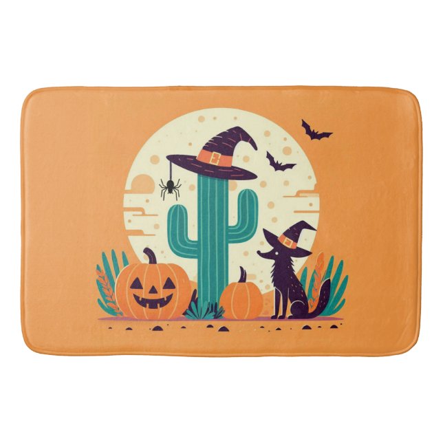 Tapis De Bain Cute, sud-ouest du désert d'Halloween/cactus (Devant)