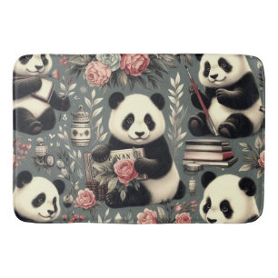 Tapis De Bain Cute Vintage Panda Floral