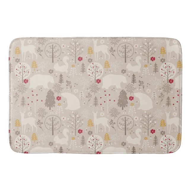 Tapis De Bain Cute Woodland Animaux Nordic Motif Noël (Devant)