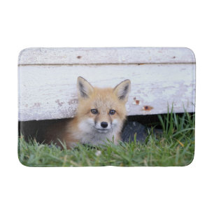 Tapis De Bain Cutest Baby Animals Red Fox Kit Peeking
