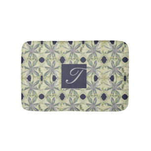Tapis De Bain Cyanus Flower et Navy Bl. Monogramme