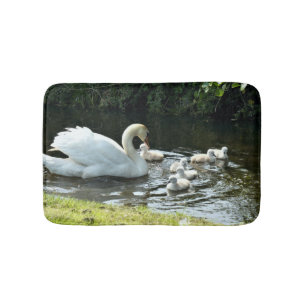 Tapis De Bain Cygne blanc avec poules