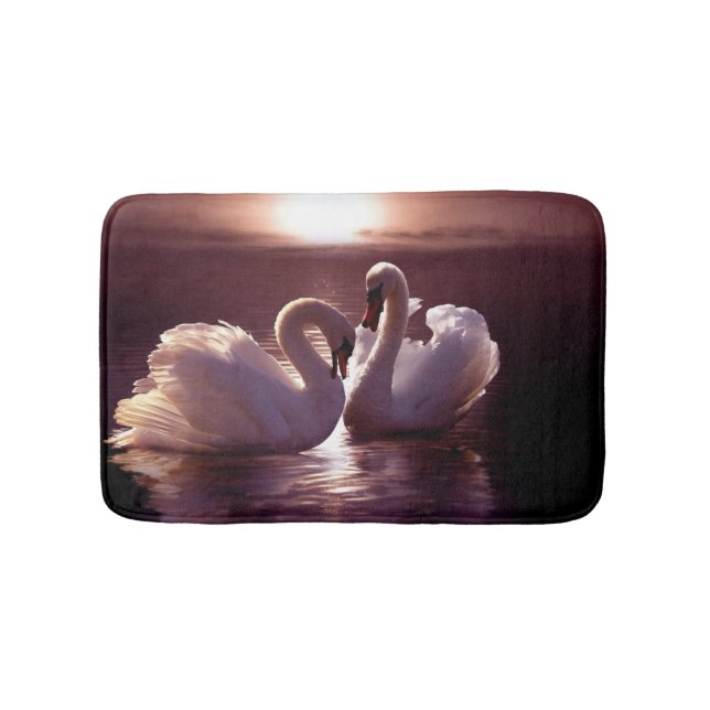 Tapis De Bain Cygnes affectueux formant un coeur (Devant)