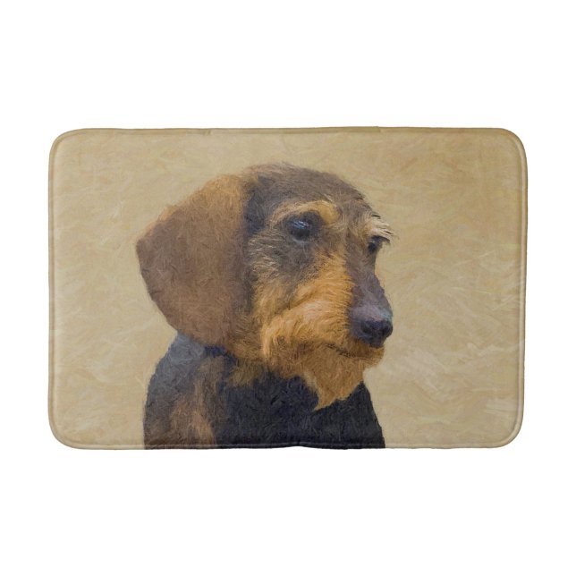Tapis De Bain Dachshund (À poils durs) Peinture Dog Art original (Devant)