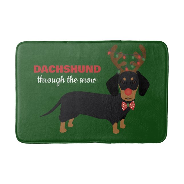 Tapis De Bain Dachshund À travers la neige mignonne Doxie Reinde (Devant)
