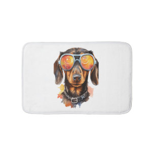 Tapis De Bain Dachshund avec lunettes de soleil