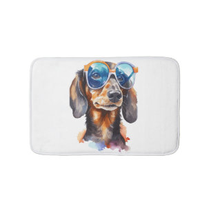 Tapis De Bain Dachshund avec lunettes de soleil