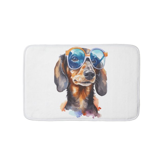 Tapis De Bain Dachshund avec lunettes de soleil (Devant)