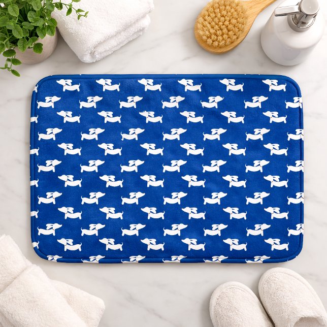 Tapis De Bain Dachshund Bain Mat Bleu Doxie Rug Salle de bain Ma (Dachshund Bath Mat Blue Doxie Rug Bathroom Mat)