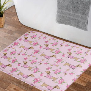 Tapis De Bain Dachshund Bain Mat Doxie + Peonies Rug Floral