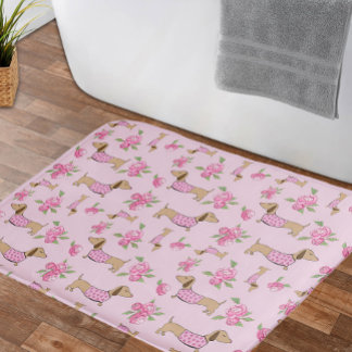 Tapis De Bain Dachshund Bain Mat Doxie + Peonies Rug Floral