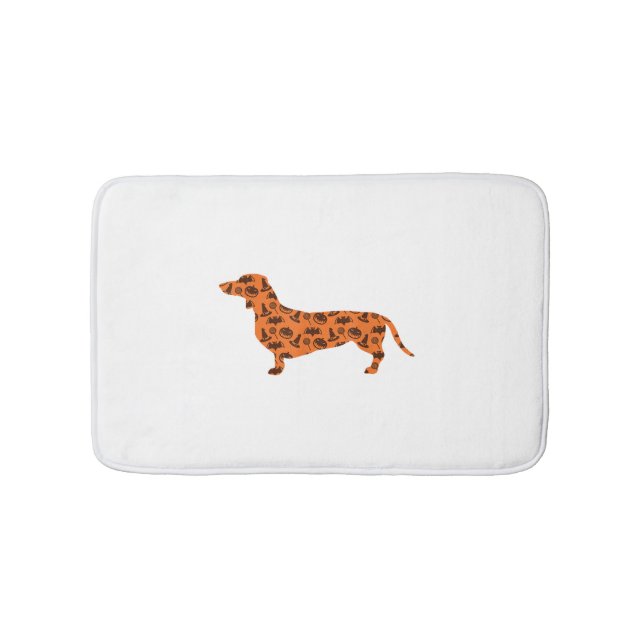 Tapis De Bain Dachshund Citrouille Witch Bat Drôle Halloween Éff (Devant)