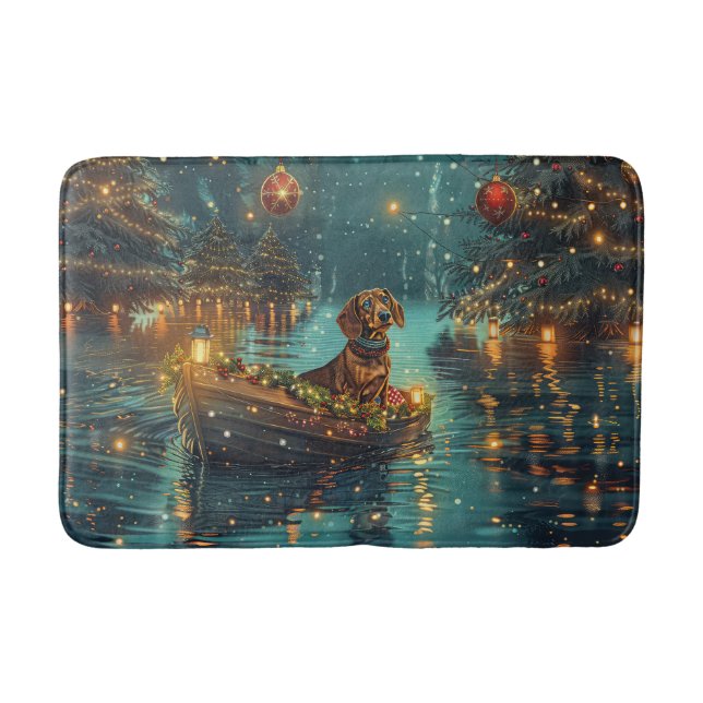 Tapis De Bain Dachshund Noël Festive Voyage (Devant)