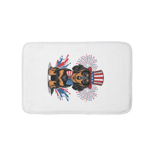 Tapis De Bain Dachshund patriotique feux d'artifice art vectorie