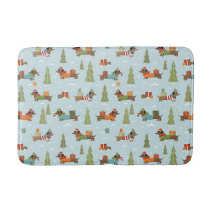 Tapis De Bain Dachshunds festifs dans le Motif de neige