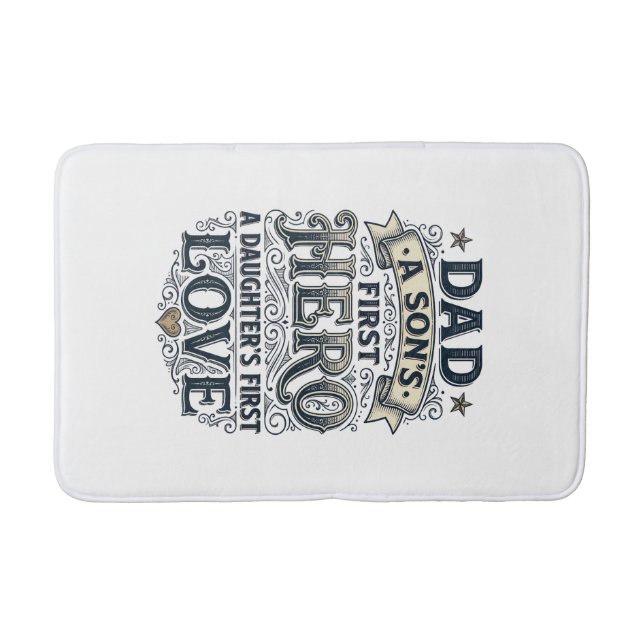 Tapis De Bain Dad Son Hero Daughter Love Vintage Typography Shir (Devant)