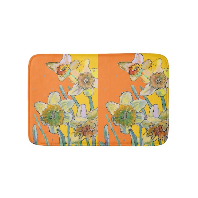 Tapis De Bain Daffodique jaune jonquille fleur oranger fleuri (Devant)