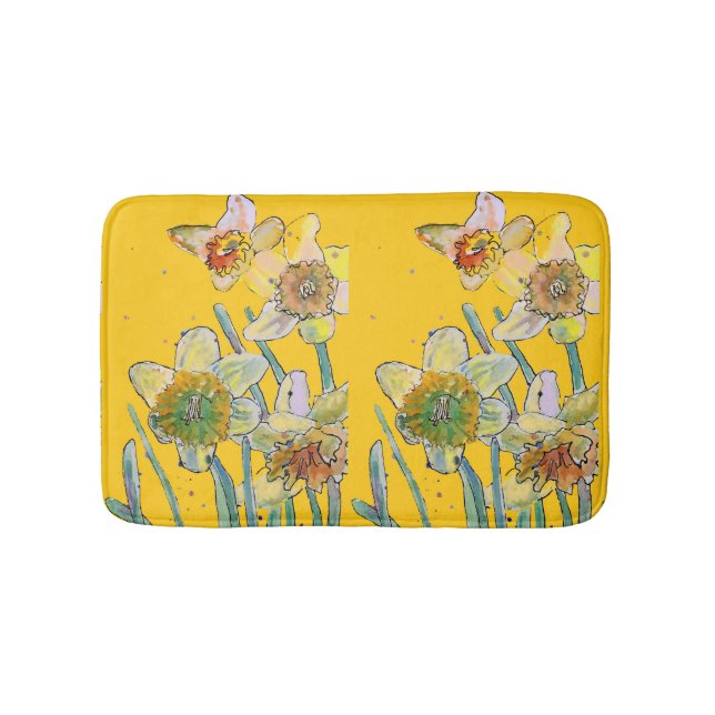 Tapis De Bain Daffodiques jaunes Daffodiques fleurs fleurs Mat d (Devant)