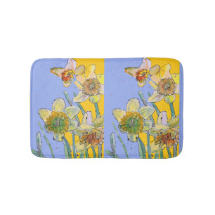 Tapis De Bain Daffodiques jaunes Daffodiques fleurs fleurs Mat d