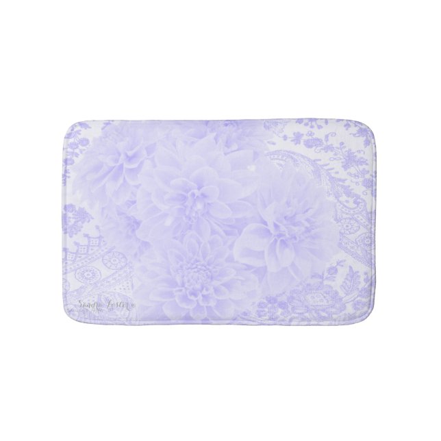 Tapis De Bain Dahlias en bleu (Devant)