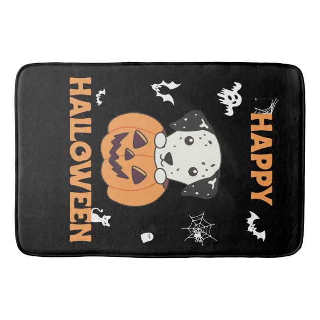 Tapis De Bain Dalmatien En Chiens Doux Citrouille Joyeux Hallowe (Devant)
