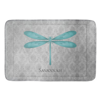 Tapis De Bain Damas de libellule turquoise