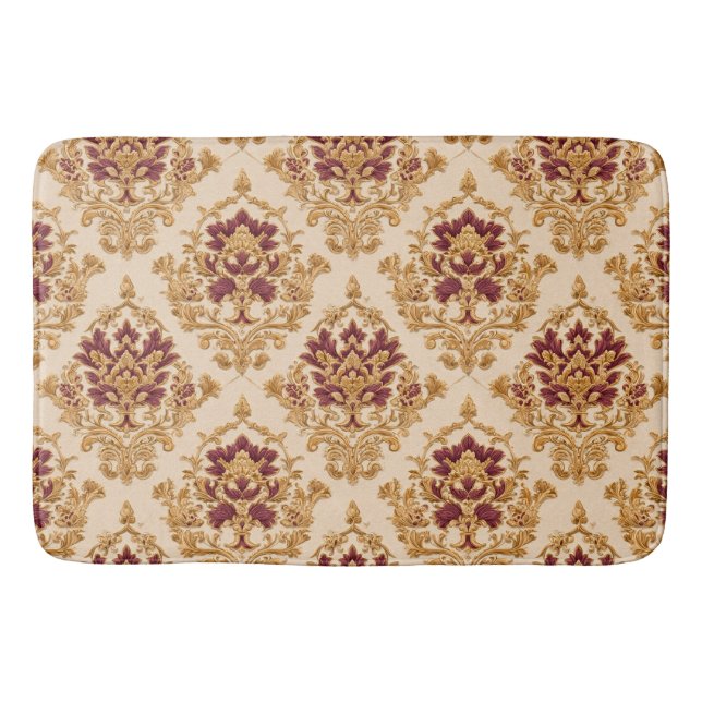Tapis De Bain Damas d'Ivoire Doré Floral (Devant)
