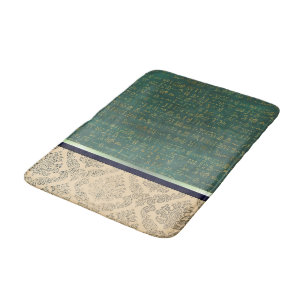 Tapis De Bain Damas d'or et Hiéroglyphes égyptiens verts