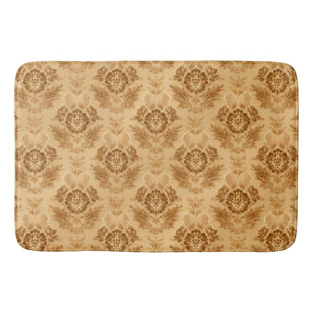 Tapis De Bain Damas Or Floral Doré (Devant)