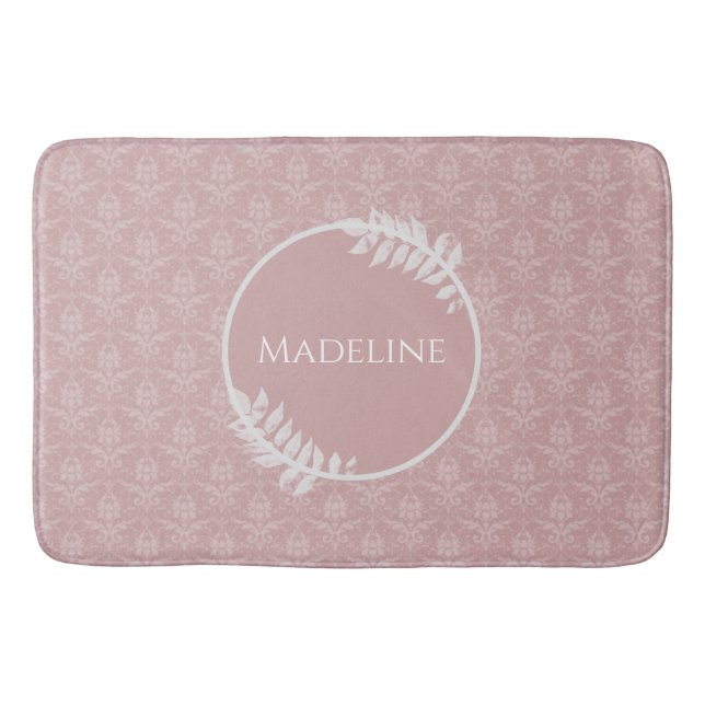Tapis De Bain Damas rose Elegant Personnalisé Bain Mat (Devant)