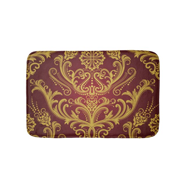 Tapis De Bain Damas rouge et or 1 (Devant)