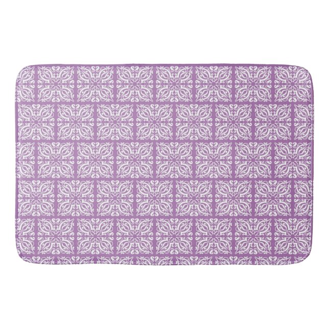 Tapis De Bain Damask blanc sur lilac (Devant)