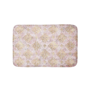 Tapis De Bain Damask en or rose écriture vintage éphémère