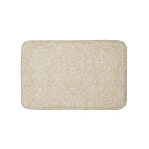 Tapis De Bain Damassé élégante florale beige de papier peint