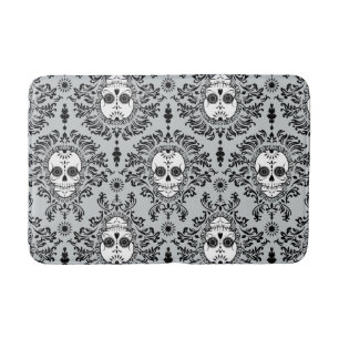 Tapis De Bain Damassé morte - motif chic de crâne de sucre