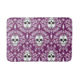 Tapis De Bain Damassé morte - motif chic de crâne de sucre