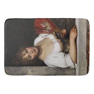 Tapis De Bain Dame avec ventilateur rouge (par Eugene de Blaas)