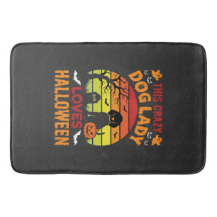 Tapis De Bain Dame Chien Fou Aime Halloween Design Vintage