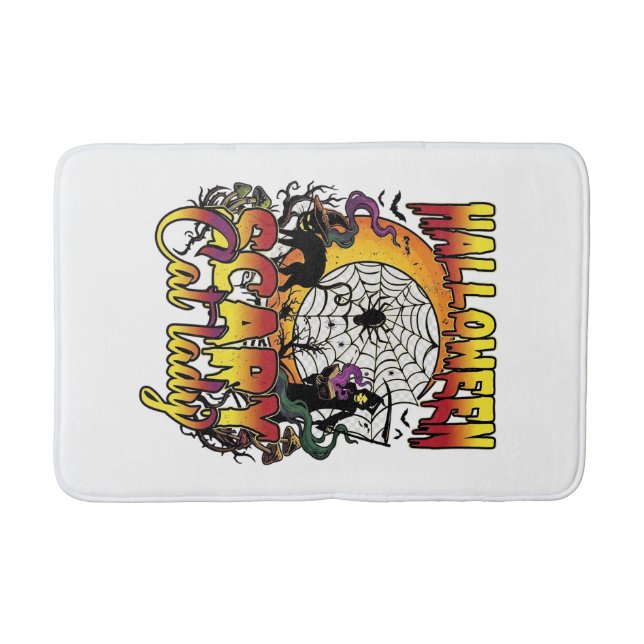 Tapis De Bain Dame de chat effrayante Halloween Faucheuse Lune M (Devant)