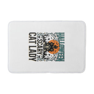 Tapis De Bain Dame de chat Halloween Maison hantée effrayante Vi