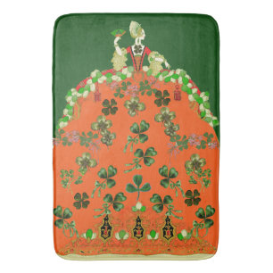 Tapis De Bain DAME ORANGE ET SHAMROCK St. Patricks Day Green