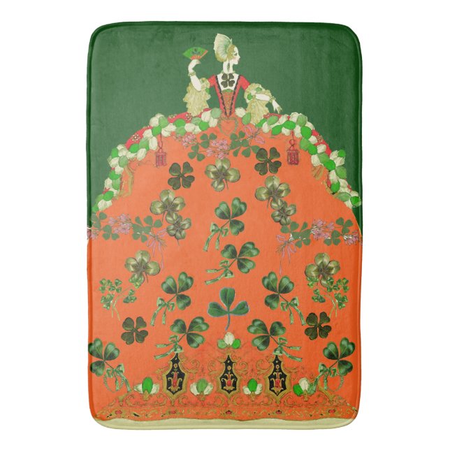 Tapis De Bain DAME ORANGE ET TRÈFLES Fête de la Saint-Patrick ve (devant Vertical)