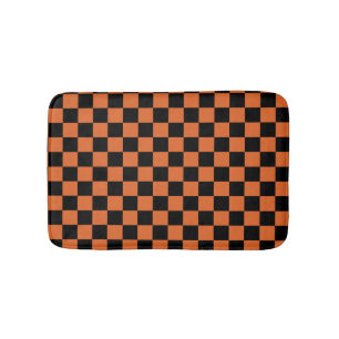 Tapis De Bain Damier Halloween noir et orange