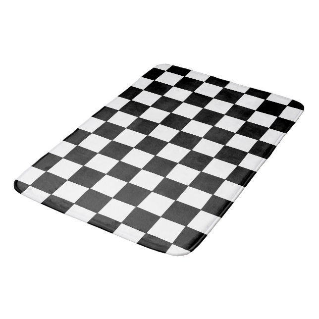 Tapis De Bain Damier noir et blanc (Angle)